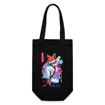 Kitsune Samurai Fox Esthétique Style Vaporwave - Sac à bouteille - noir - Devant