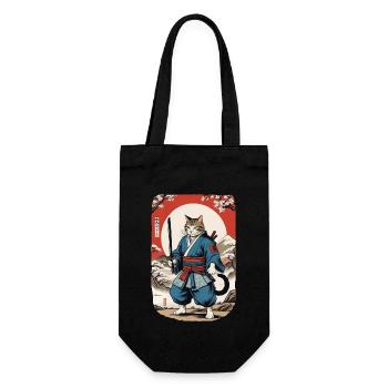 Samurai Cat Vintage Ukiyo E Japanese - Gift Bag for Bottles - black - Front