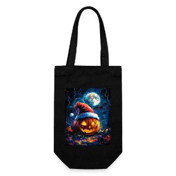 Halloween Gift Pumpkin with Santa Hat Decoration - Gift Bag for Bottles - black - Front