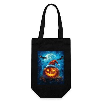 Halloween Gift Pumpkin with Santa Hat Decoration - Gift Bag for Bottles - black - Front