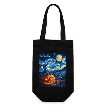 Halloween Gift Pumpkin with Santa Hat Decoration - Gift Bag for Bottles - black - Front