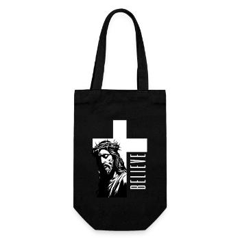 Jesus - Believe: Strong faith design - Gift Bag for Bottles - black - Front
