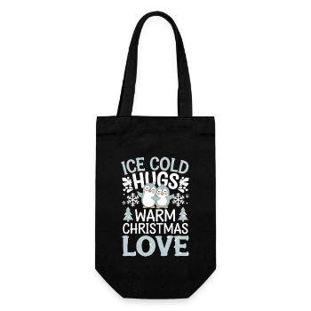 -cold hugs, warm Christmas love, - Gift Bag for Bottles - black - Front
