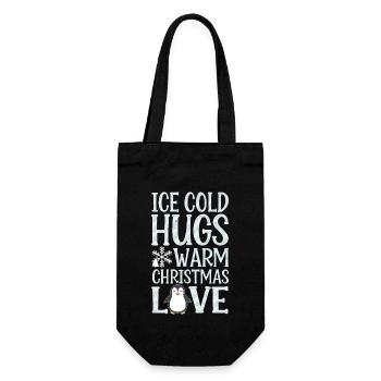 Penguin Christmas Cold Hugs Warmth - Gift Bag for Bottles - black - Front