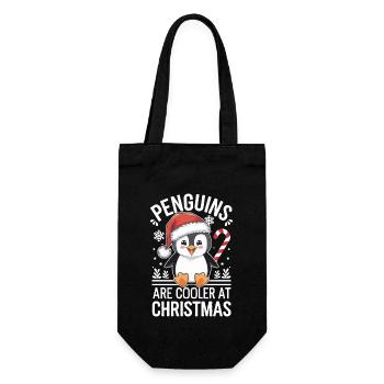 Pinguine Sind Cooler An Weihnachten - Penguin - Geschenkbeutel für Flaschen - Schwarz - Vorne
