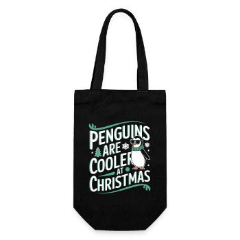Pinguine Sind Cooler Zu Weihnachten - Geschenkbeutel für Flaschen - Schwarz - Vorne