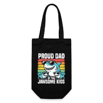 Fier papa de deux Jawsome Kids Famille requin Jeu de mots - Sac à bouteille - noir - Devant