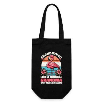Grandmingo - Oma im Flamingo-Stil, einfach cool! - Geschenkbeutel für Flaschen - Schwarz - Vorne