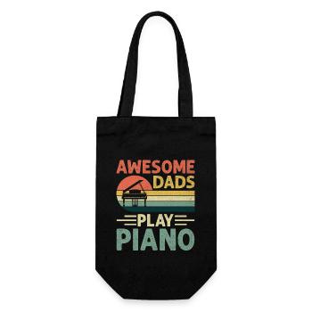 Awesome Dads Play Piano Player Pianist Musician Pi - Geschenkbeutel für Flaschen - Schwarz - Vorne
