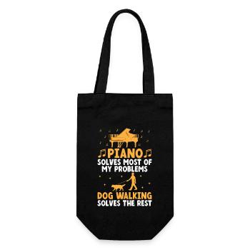Piano Solves Most Of My Problems Dog Walking Solve - Gift Bag for Bottles - black - Front