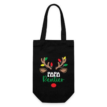 Rentier Papa Weihnachtsoutfit Lustig Weihnachten - Geschenkbeutel für Flaschen - Schwarz - Vorne