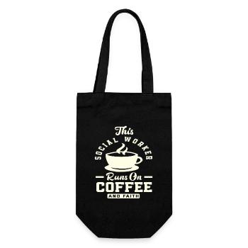 Sozialarbeiter Läuft Mit Kaffee Und Glauben - Geschenkbeutel für Flaschen - Schwarz - Vorne