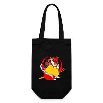 Kanji Japan Katana Oni Ninja Cat Samurai - Geschenkbeutel für Flaschen - Schwarz - Vorne