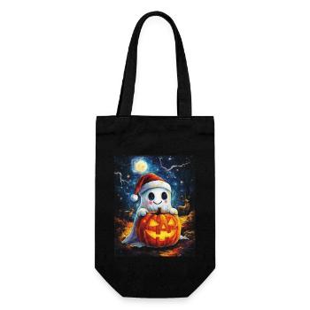 Halloween Gift Ghost with Christmas Hat Decoration - Gift Bag for Bottles - black - Front