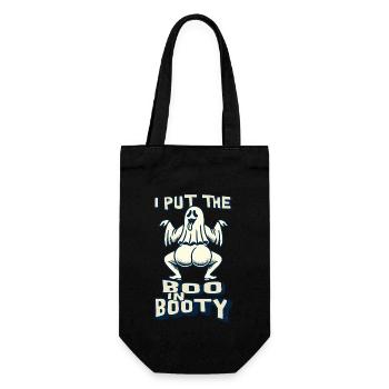 funny ghost saying i put the boo in booty - Gift Bag for Bottles - black - Front