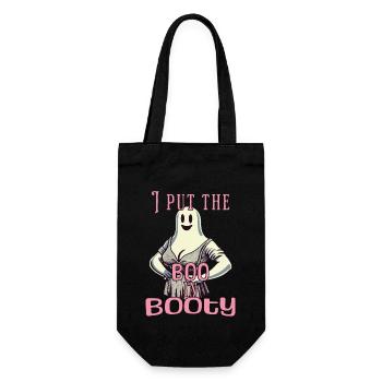 funny retro ghost design boo in booty saying - Gift Bag for Bottles - black - Front
