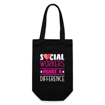 Social workers make a difference - Gift Bag for Bottles - black - Front