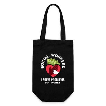 Social workers solve problems for money - Gift Bag for Bottles - black - Front