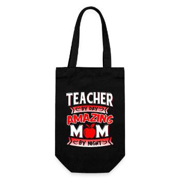 Teacher By Day Amazing Mom By Night - Gift Bag for Bottles - black - Front