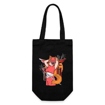 Japonaise Fille Oni Démon Ninja Samouraï - Sac à bouteille - noir - Devant