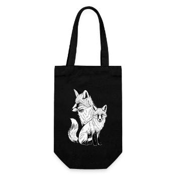 Fuchs - Geschenkbeutel für Flaschen - Schwarz - Vorne