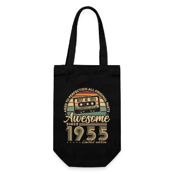Jahrgang 1955 Geburtstagsgeschenk Geboren 1955 - Geschenkbeutel für Flaschen - Schwarz - Vorne
