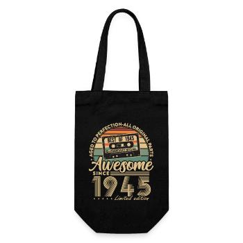 Jahrgang 1945 Geburtstagsgeschenk Geboren 1945 - Geschenkbeutel für Flaschen - Schwarz - Vorne