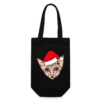 Christmas Santa Sphynx Cat - Gift Bag for Bottles - black - Front