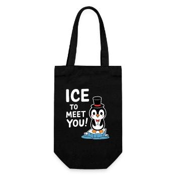 Pinguin Lustiges Treffen Begrüßung Wortspiel - Geschenkbeutel für Flaschen - Schwarz - Vorne
