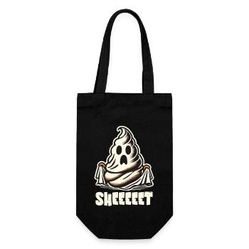Halloween Caca Drôle Feuille Fantôme - Sac à bouteille - noir - Devant