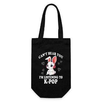 Hase K-Pop Korean Pop Geschenkidee - Geschenkbeutel für Flaschen - Schwarz - Vorne