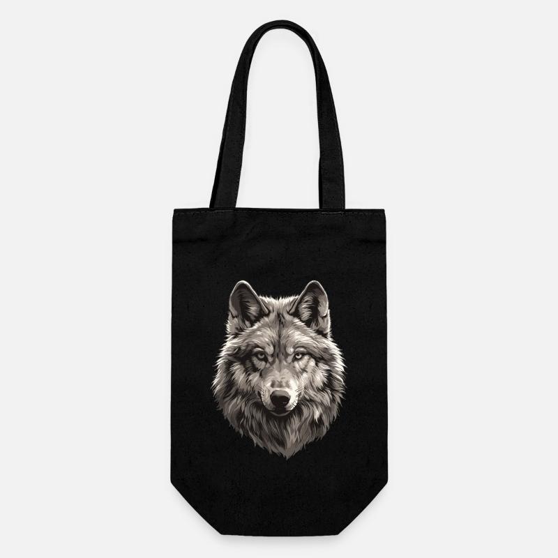 Wölfe Wolf - Geschenkbeutel für Flaschen - Schwarz