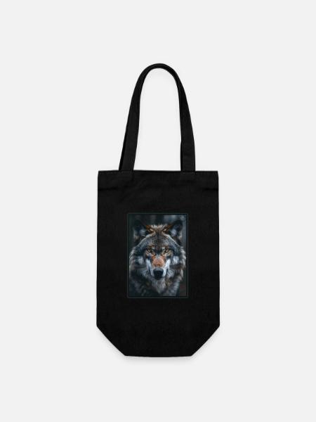 Wölfe Wolf - Geschenkbeutel für Flaschen - Schwarz