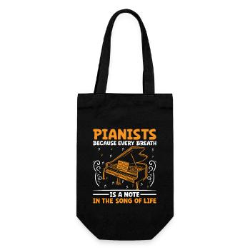 Pianisten, weil jeder Atemzug eine Note im Sohn ist - Geschenkbeutel für Flaschen - Schwarz - Vorne