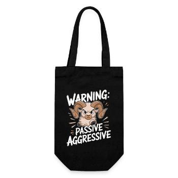 Achtung: Passiv Aggressiv Lustiges Widder Motiv - Geschenkbeutel für Flaschen - Schwarz - Vorne