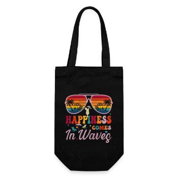Happiness comes in waves - Gift Bag for Bottles - black - Front