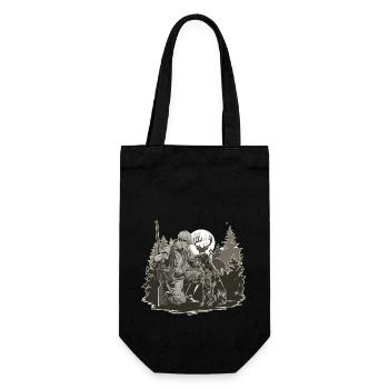 Hunter with dog in the forest at full moon - Gift Bag for Bottles - black - Front