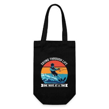 Skiing through life, one wave at a time. - Gift Bag for Bottles - black - Front