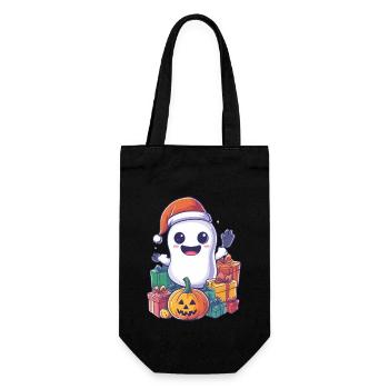 Halloween Gift Ghost with Christmas Hat Decoration - Gift Bag for Bottles - black - Front