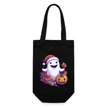 Halloween Gift Ghost with Christmas Hat Decoration - Gift Bag for Bottles - black - Front