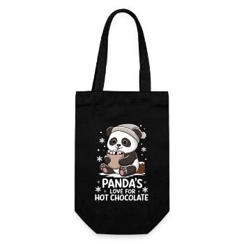 Pandas Liebe Für Heiße Schokolade - Geschenkbeutel für Flaschen - Schwarz - Vorne