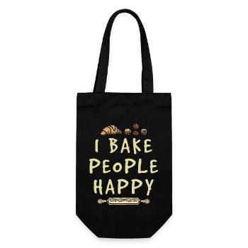 Patissier Baker Bake People Happy Baking - Gift Bag for Bottles - black - Front