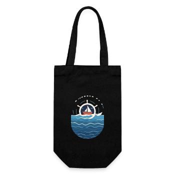 Captain on the high seas with boat motif - Gift Bag for Bottles - black - Front