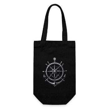 Captain Steering Wheel Anchor Sailboat Motif - Gift Bag for Bottles - black - Front