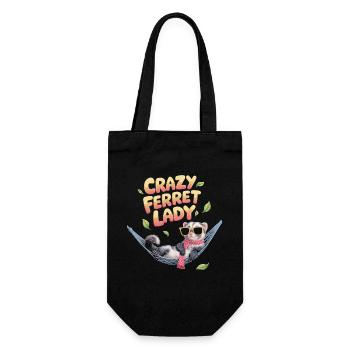 Crazy Ferret Lady Relax Hängematte Spaß - Geschenkbeutel für Flaschen - Schwarz - Vorne