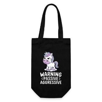 Vorsicht Passiv Aggressiv Einhorn Cartoon - Geschenkbeutel für Flaschen - Schwarz - Vorne