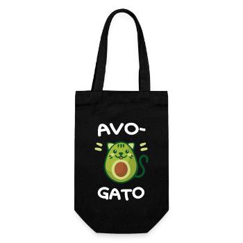 AvoGato Funny Avocado and Cat Lover Vegetarian Gif - Gift Bag for Bottles - black - Front