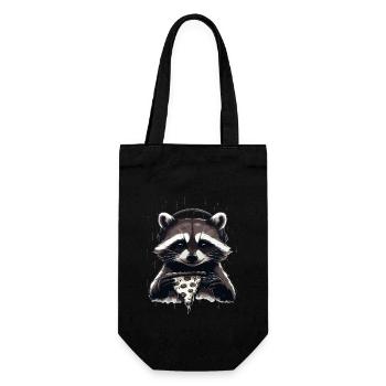 Funny Raccoon Gaming Pizza Gamer Gamer Gaming - Gift Bag for Bottles - black - Front