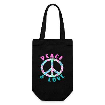 Peace & Love Colorful Peace Symbol - Gift Bag for Bottles - black - Front