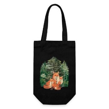 Forest Forest Animals Forest Dwellers Fox Foxes Nature - Gift Bag for Bottles - black - Front